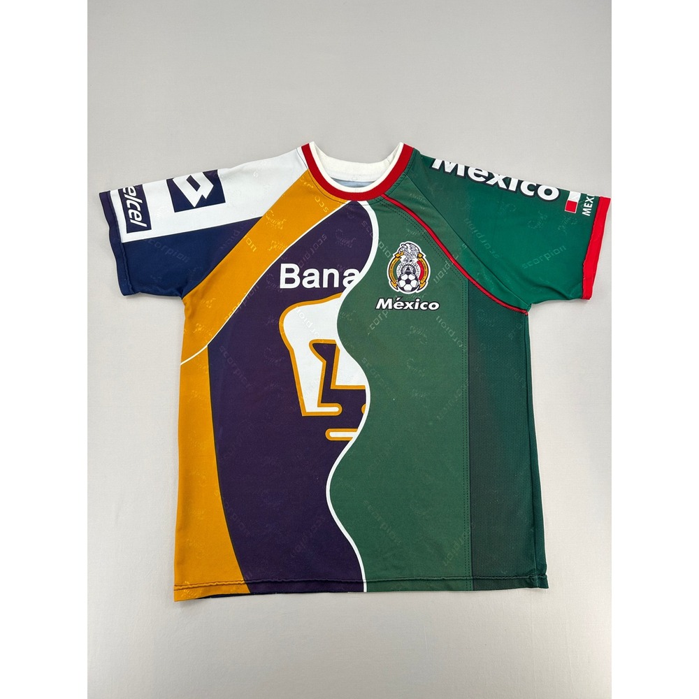 Vintage Mexico Pumas UNAM Soccer Jersey Green Purple Banamex Shirt Mens XL